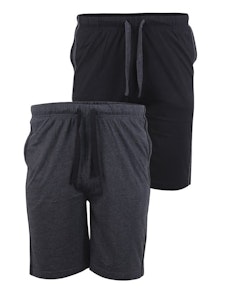D555 Orwell Two Pack Elasticated Waist Jersey Shorts Black/Charcoal